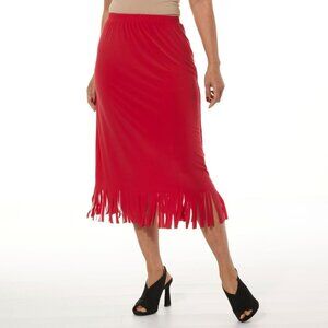 Antthony Original 3X PLUS Red Jersey Knit Pull-On A-Line Fringed Midi Skirt USA